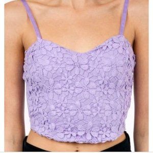 Tobi Pastel Lavender/Crochet Flower Bustier Top